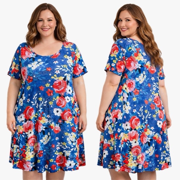 LuLaRoe Dresses & Skirts - LuLaRoe Jessie Floral Print Dress Womens Plus Size 3X